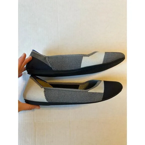 Rothys‎ The Flat Ballet Flat Sz 10.5 Black White