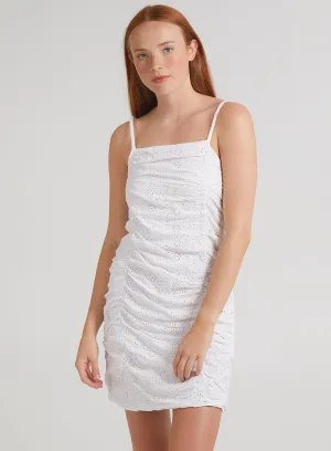 Ruched Broderie Cami Mini Dress