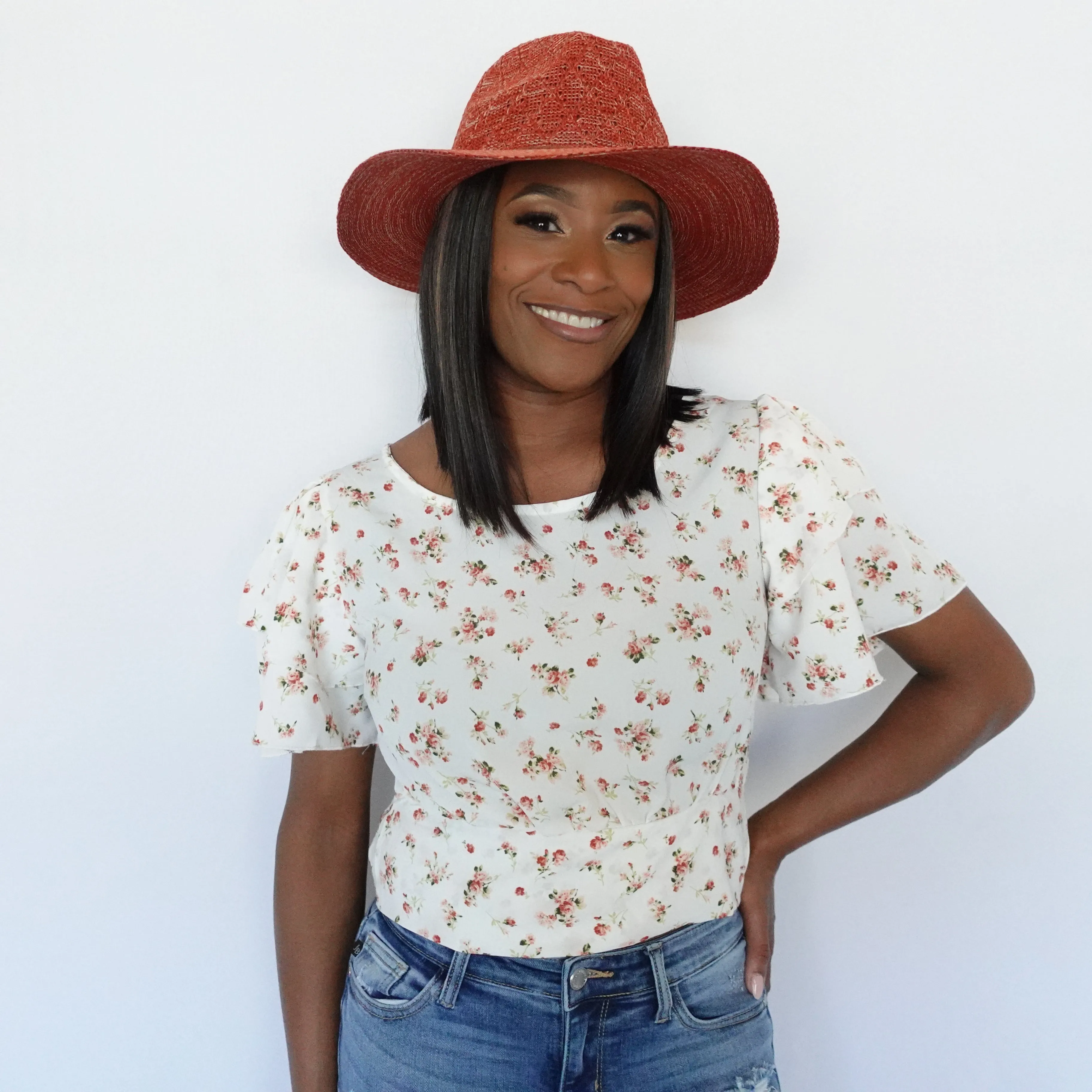 Ruffle Floral Tie Top