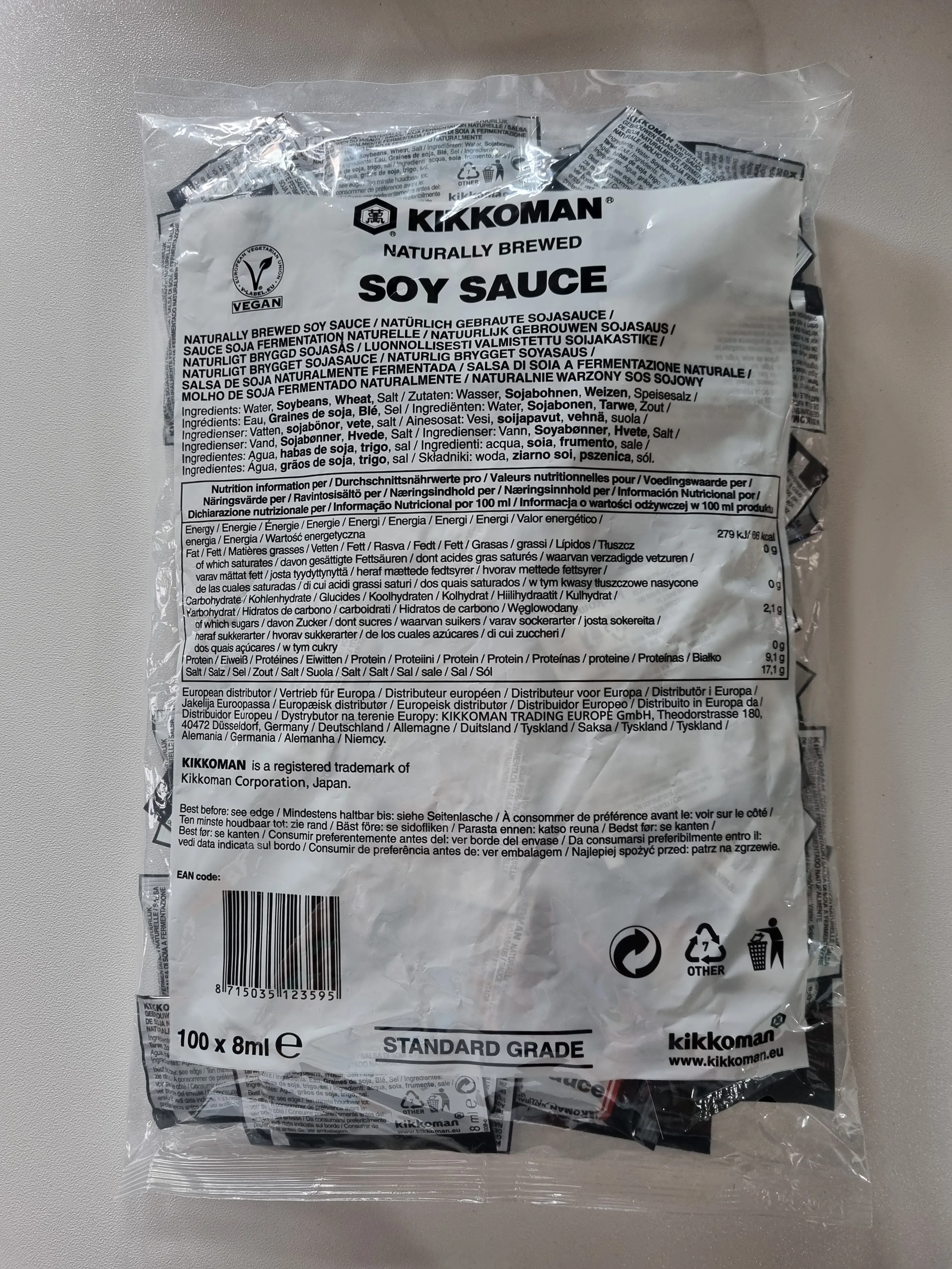 Salsa di soia Shoyu (sachet) - kikkoman 8ml x 100 bustine