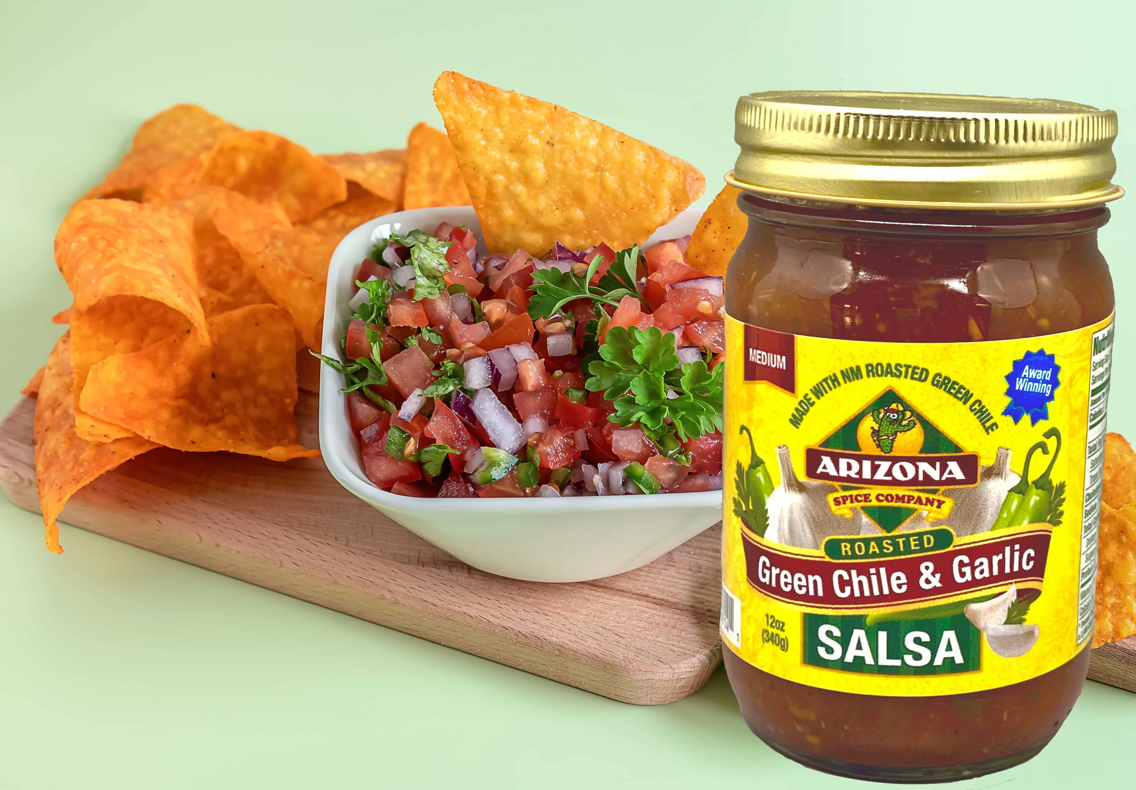 Salsa - Green Chili & Garlic - Medium Heat 12oz