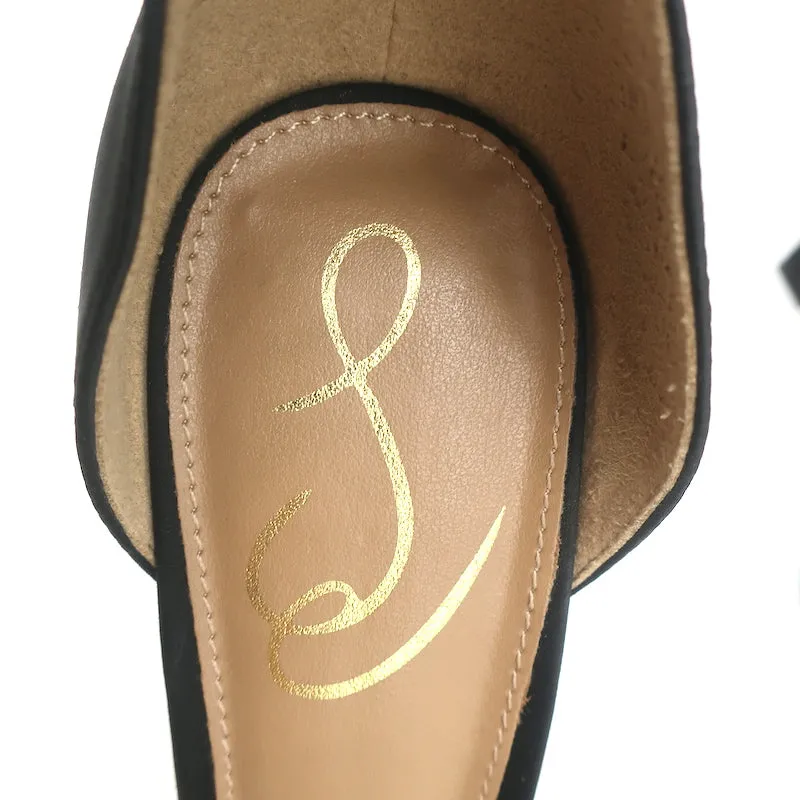 Sam Edelman Andie Platform Pumps Black Satin Size 7.5 Ankle Strap Heels