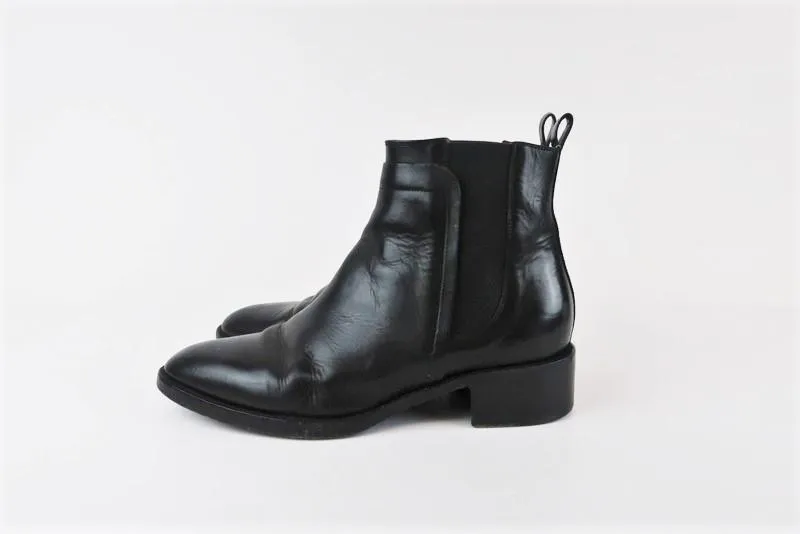 Sartore Chelsea Boots Black Leather Size 37.5 Ankle Boots