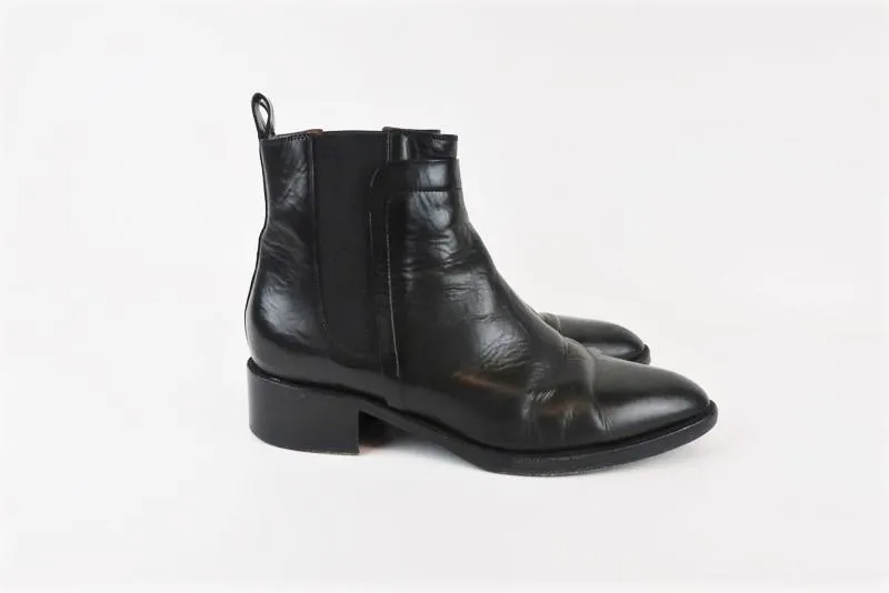Sartore Chelsea Boots Black Leather Size 37.5 Ankle Boots