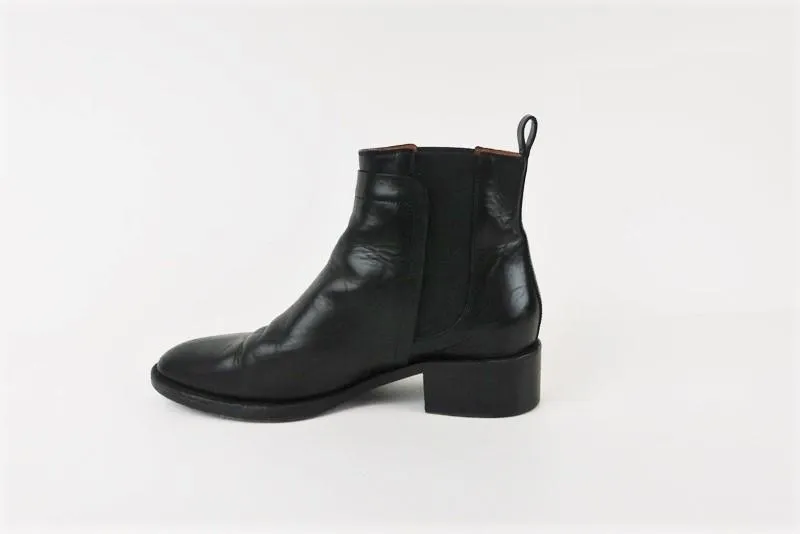 Sartore Chelsea Boots Black Leather Size 37.5 Ankle Boots