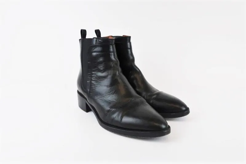 Sartore Chelsea Boots Black Leather Size 37.5 Ankle Boots