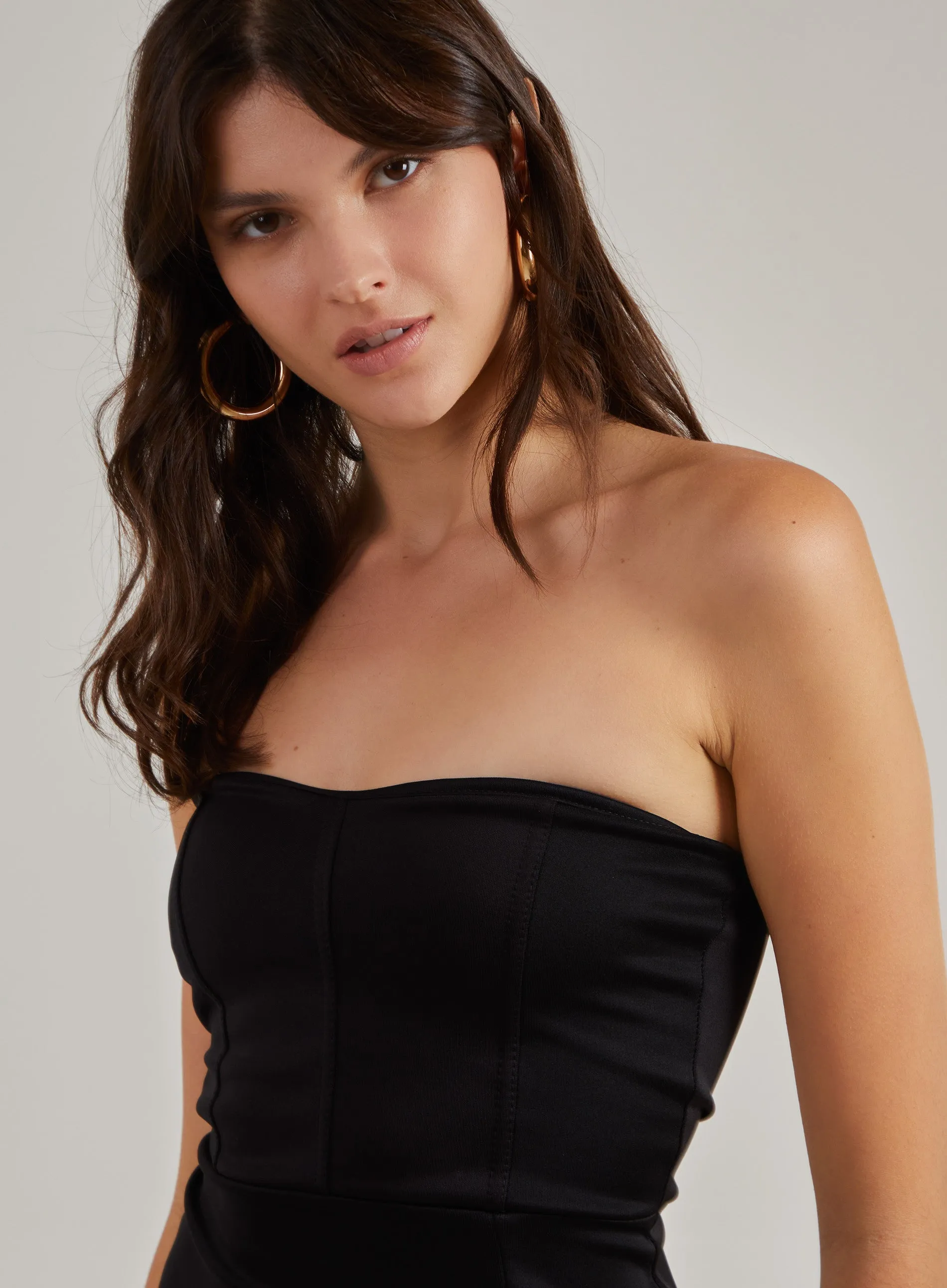 Scuba Side Split Strapless Dress