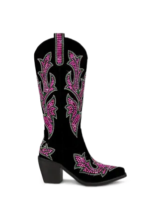 Sequin Floral Western Cowboy Boots