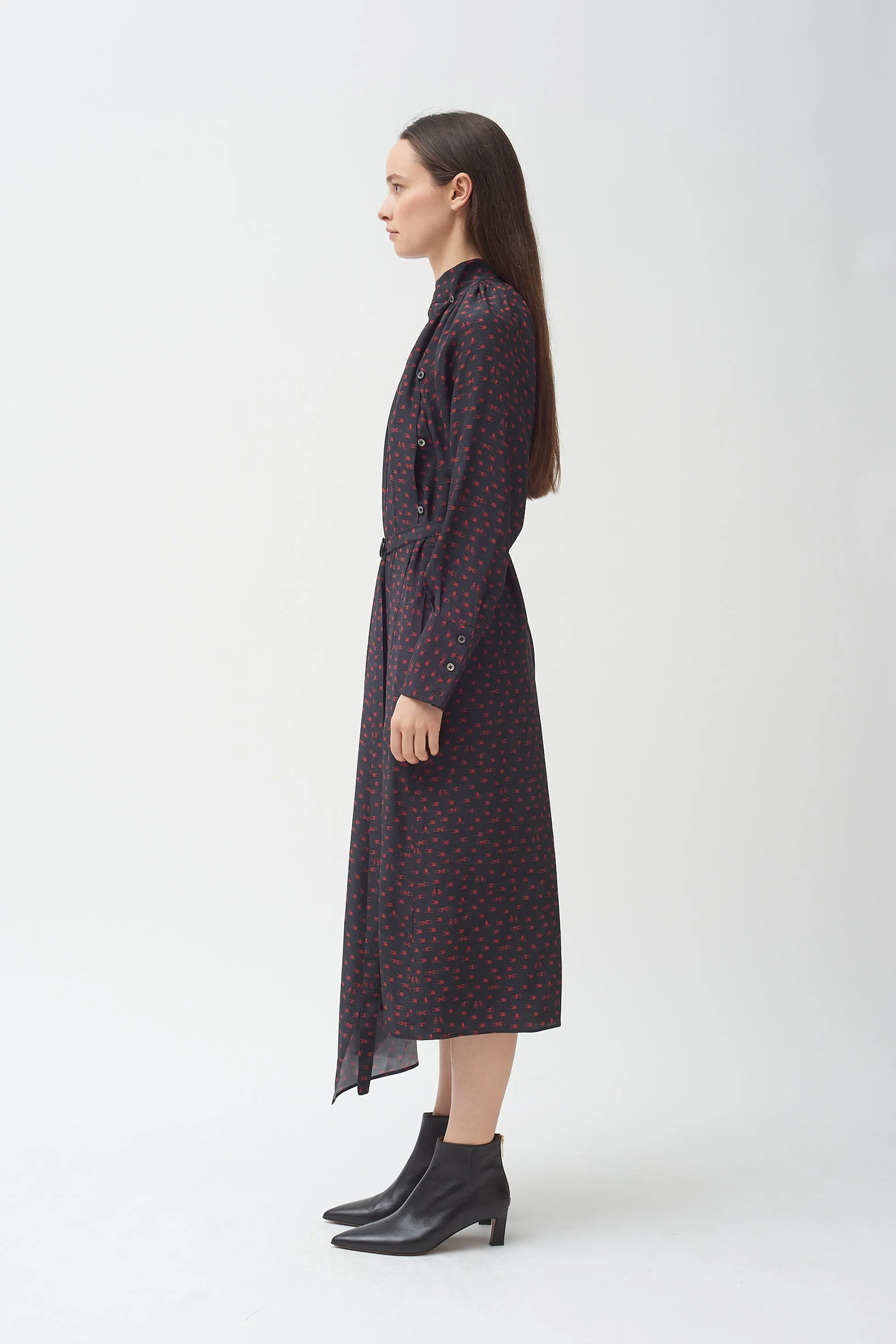 Silk Holding Hands Print Dress