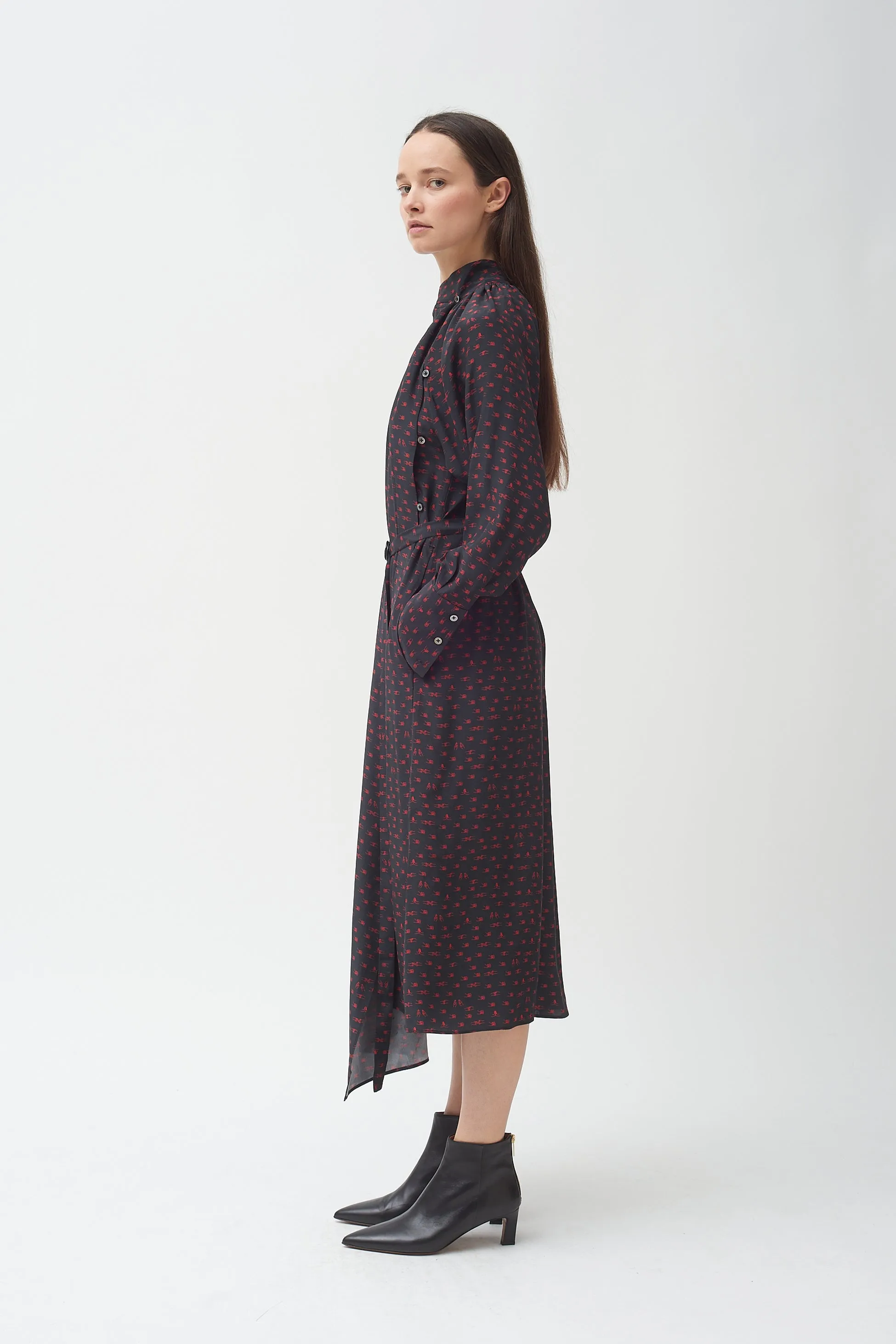 Silk Holding Hands Print Dress