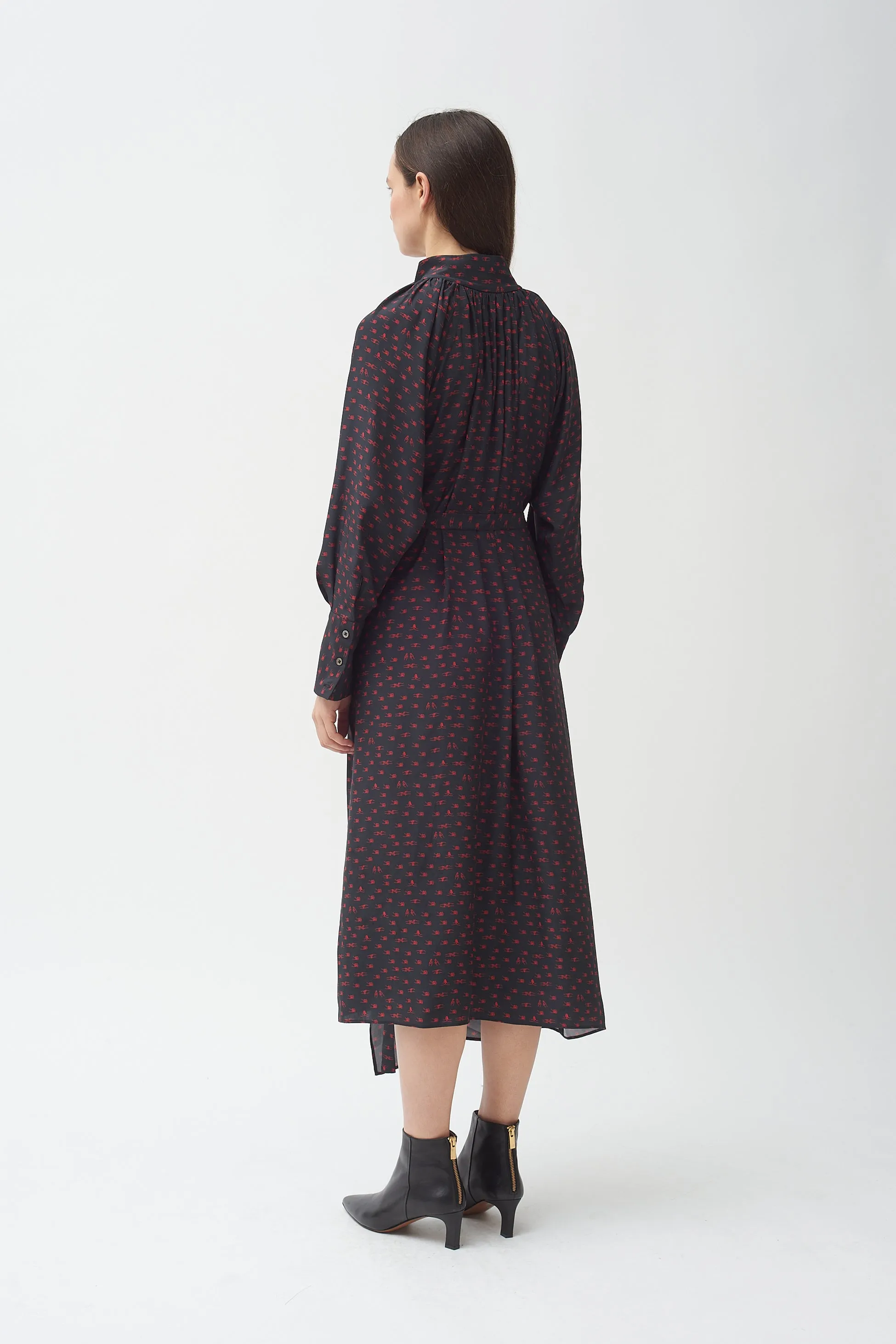 Silk Holding Hands Print Dress