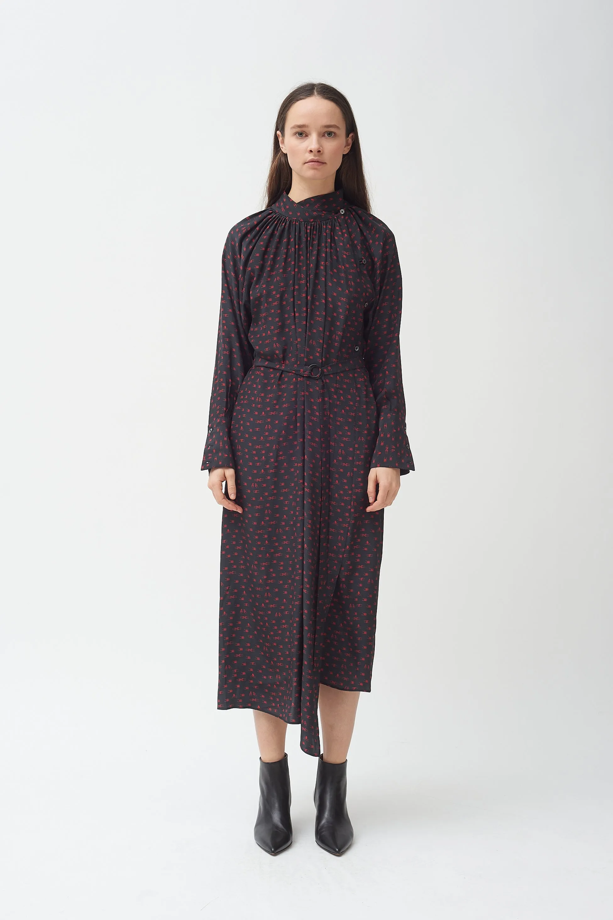 Silk Holding Hands Print Dress