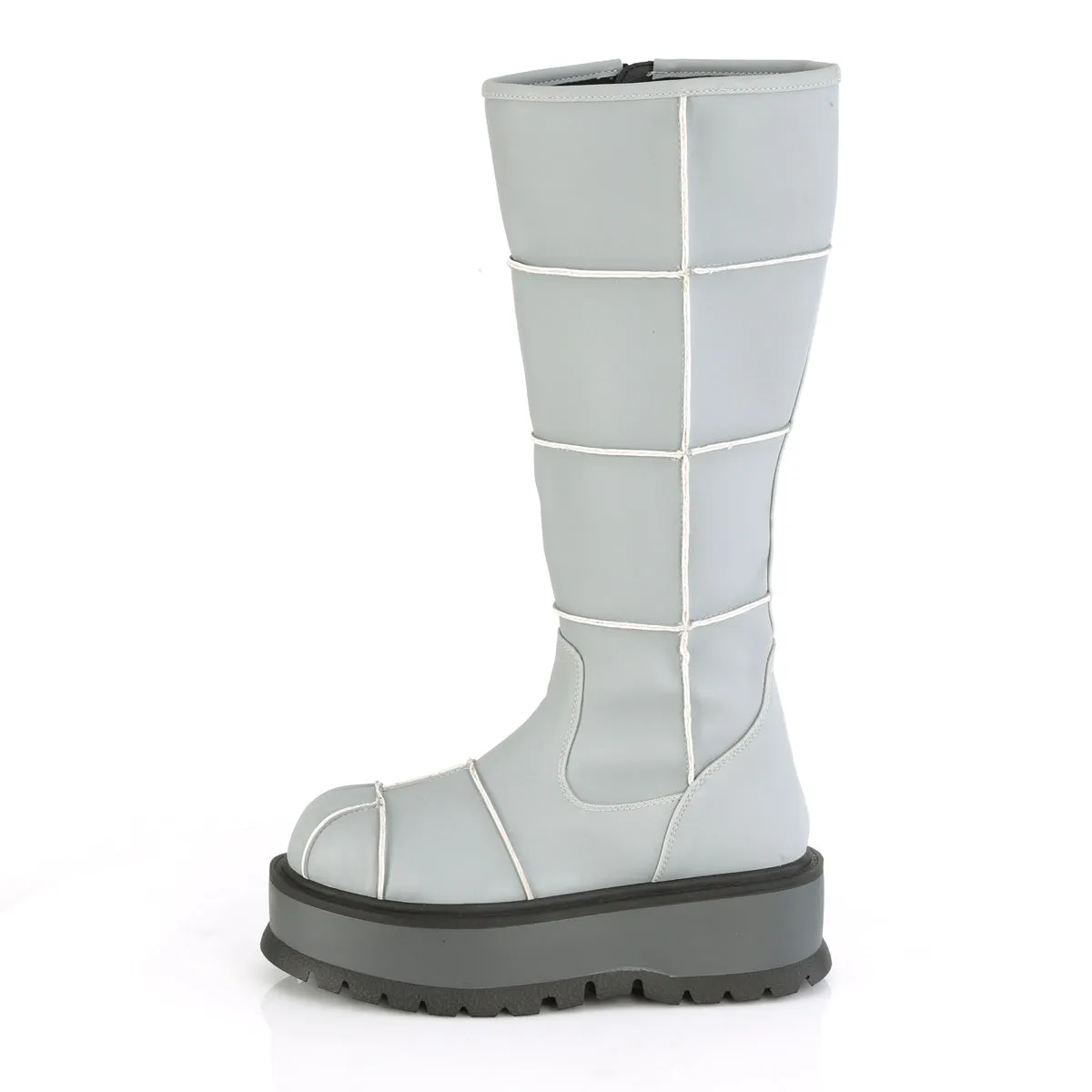 SLACKER-230  Grey Reflective Vegan Leather