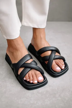 Slip on Cross Sandal Black
