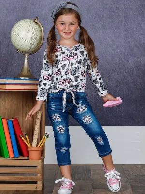 Smart Kitten Patched Jeans Set