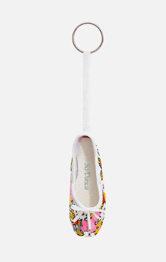 So Danca Satin Assorted Print Mini Pointe Shoe Keyrings