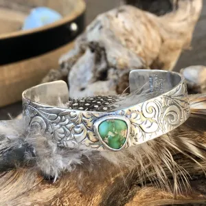 Sonora Gold Turquoise floral Sterling Silver Cuff Bracelet
