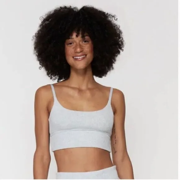 Spiritual Gangster Heather Gray Banded Long Line Ballet Bra Size Extra Large NWT