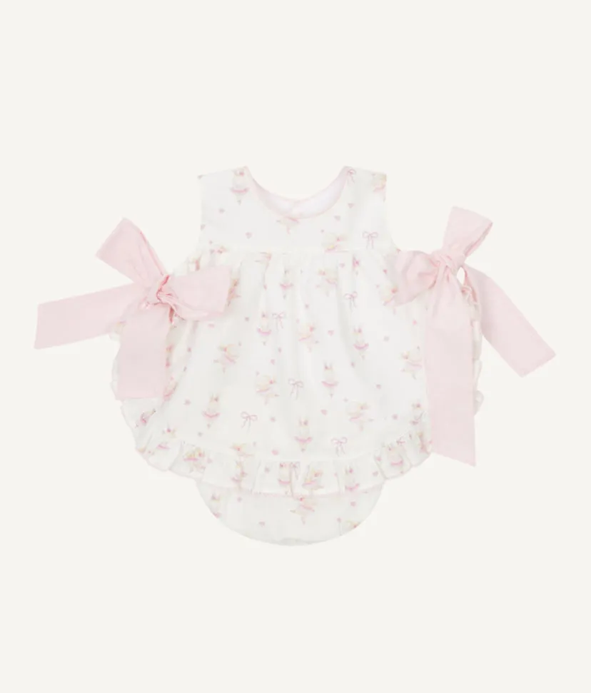 SS25 Deolinda - Pink Ballerina Print Dress and Bloomer Set