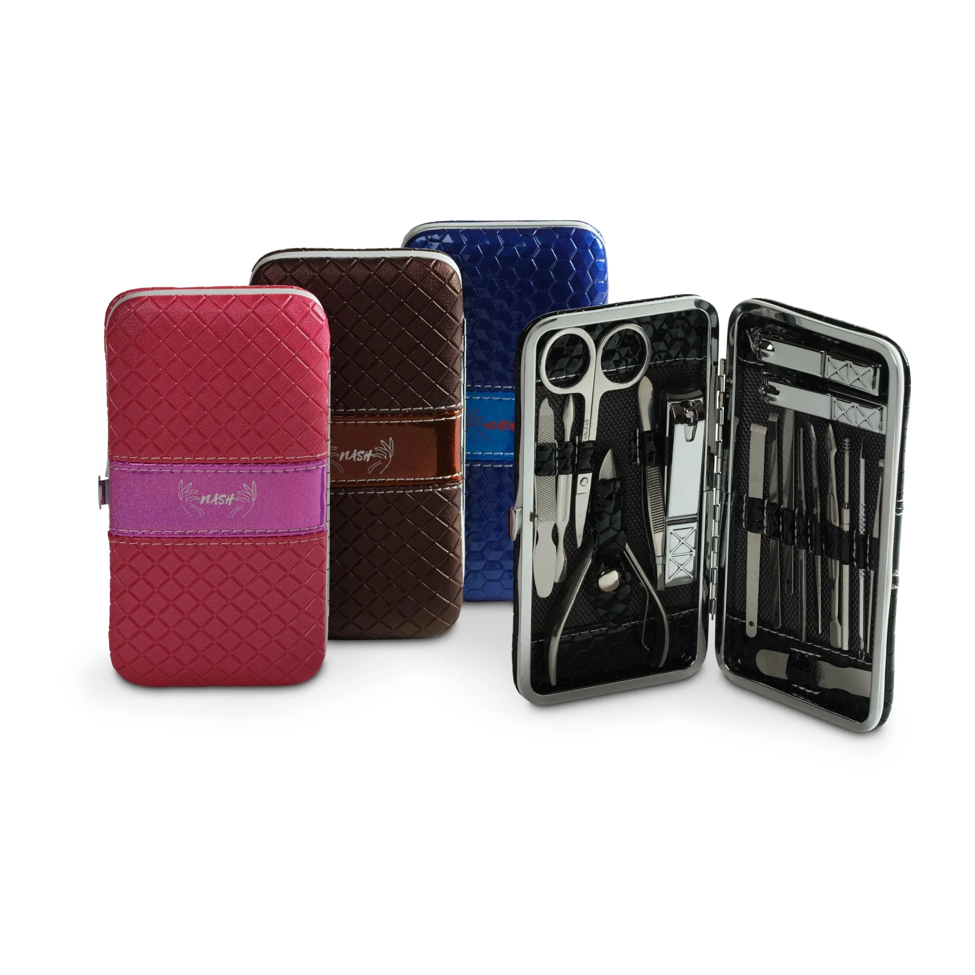 Stainless Steel Nail Tools Pink Leather
