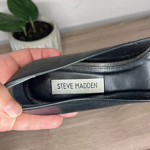 STEVE MADDEN Vala Black Leather Heels Pumps 7.5M