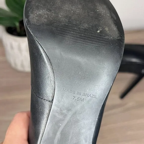 STEVE MADDEN Vala Black Leather Heels Pumps 7.5M