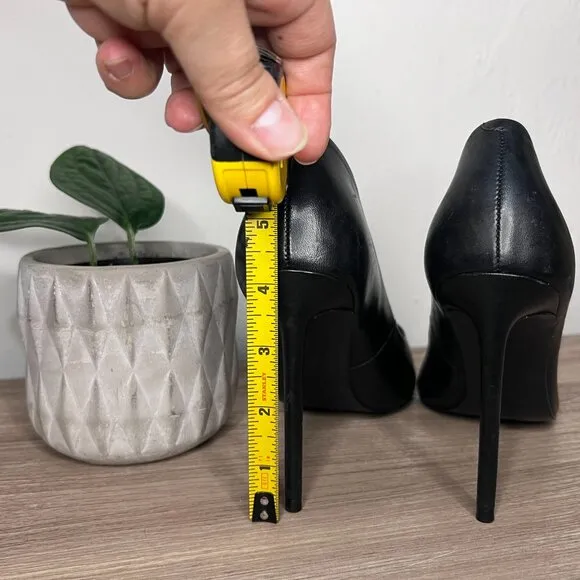 STEVE MADDEN Vala Black Leather Heels Pumps 7.5M