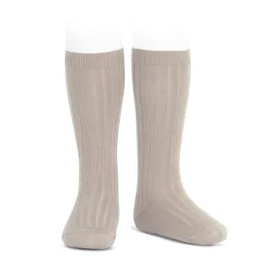 Stone Ribbed Knee High Socks