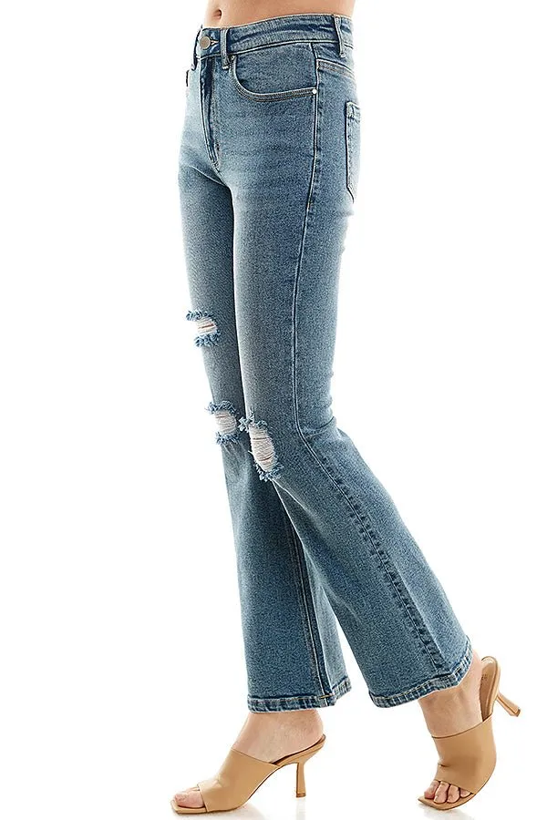 STRETCH FLARE DENIM PANTS