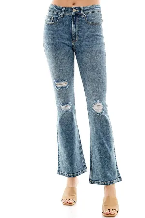 STRETCH FLARE DENIM PANTS