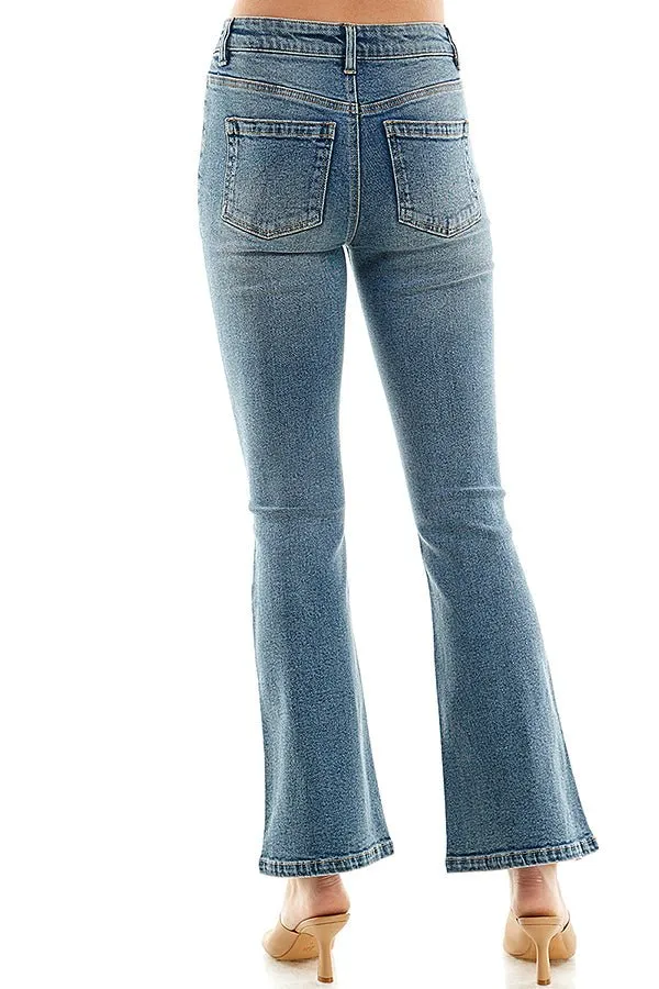 STRETCH FLARE DENIM PANTS