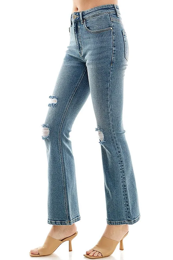 STRETCH FLARE DENIM PANTS