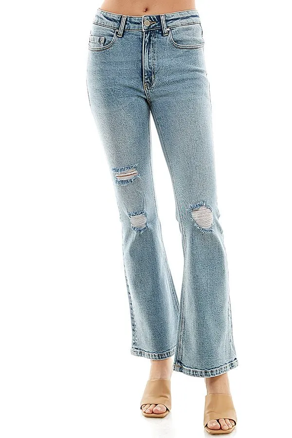 STRETCH FLARE DENIM PANTS