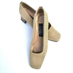 Stuart Weitzman Size 7.5 B Beige Gold Block Heel