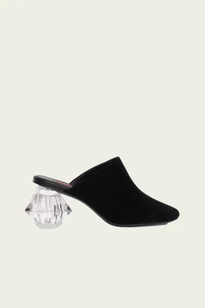 Suede Crystal Moderno Mule in Black