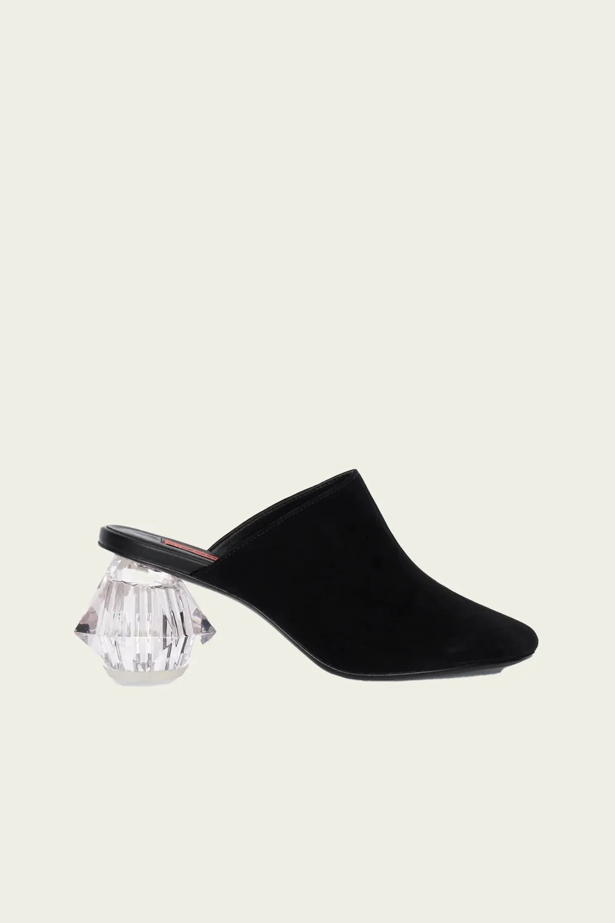Suede Crystal Moderno Mule in Black