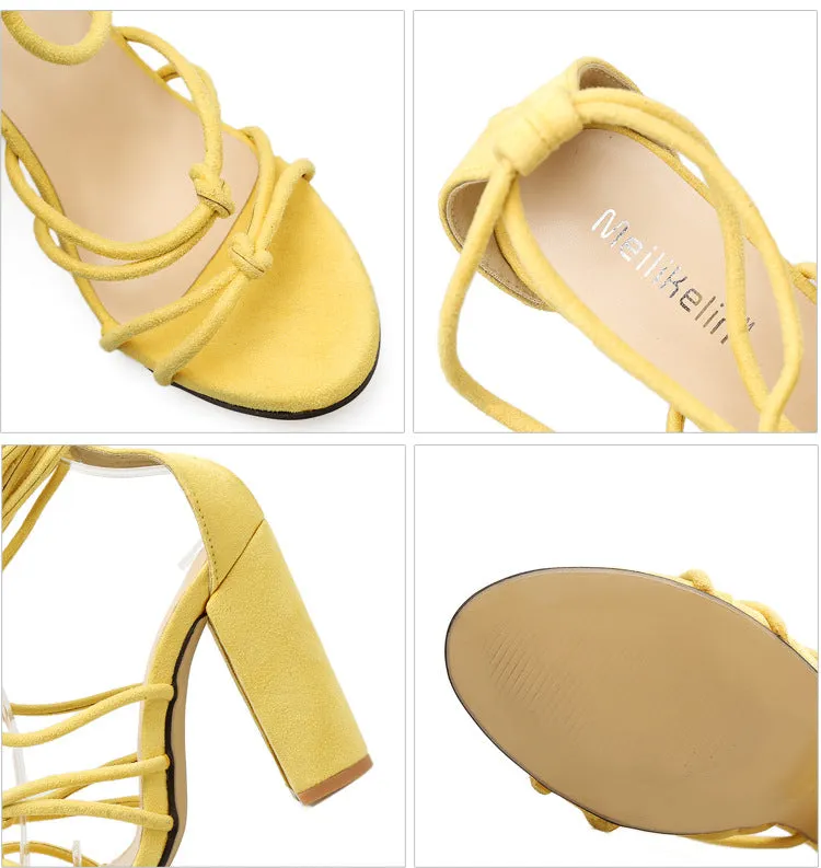 Summer Fish Mouth Cross Strap Sexy Thick High Heel Sandals