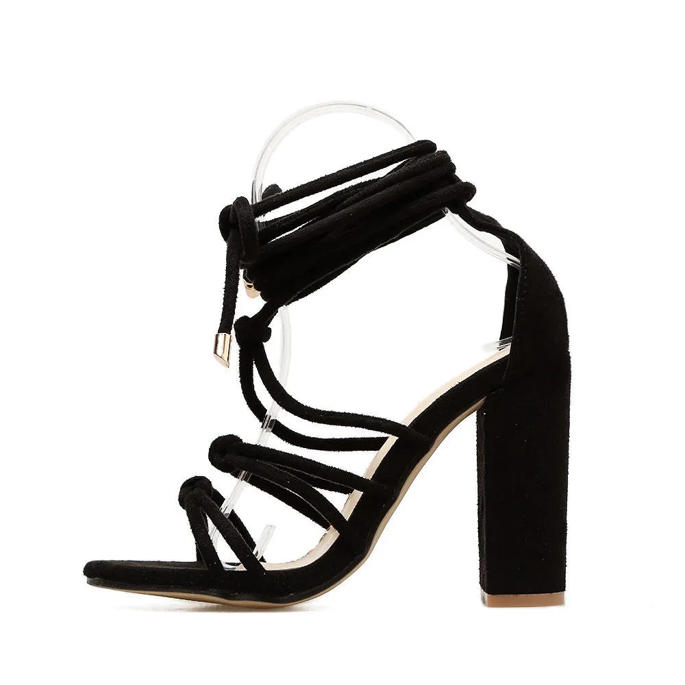 Summer Fish Mouth Cross Strap Sexy Thick High Heel Sandals