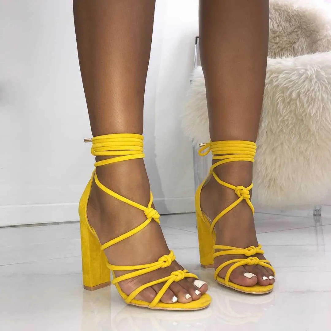 Summer Fish Mouth Cross Strap Sexy Thick High Heel Sandals