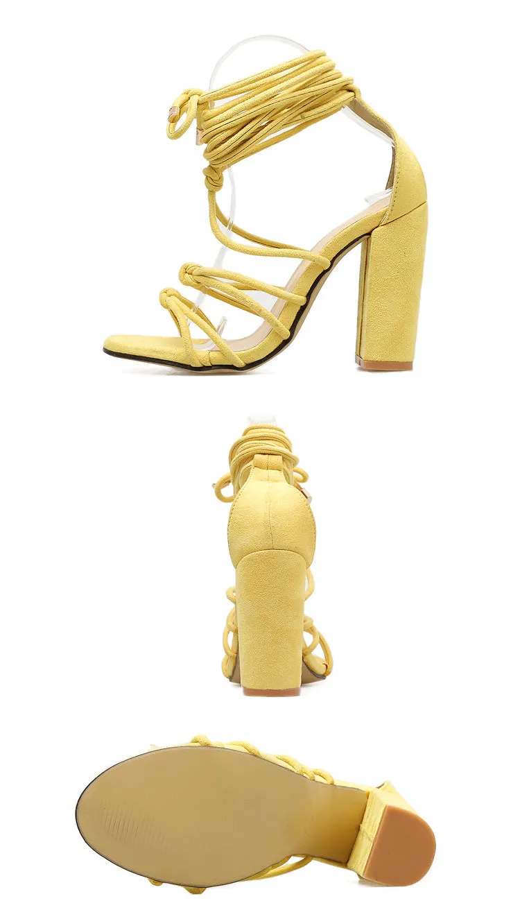 Summer Fish Mouth Cross Strap Sexy Thick High Heel Sandals