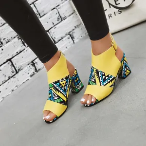Summer New Color Matching Fish Mouth Wild Cross Straps High Heel Tassel Women Sandals
