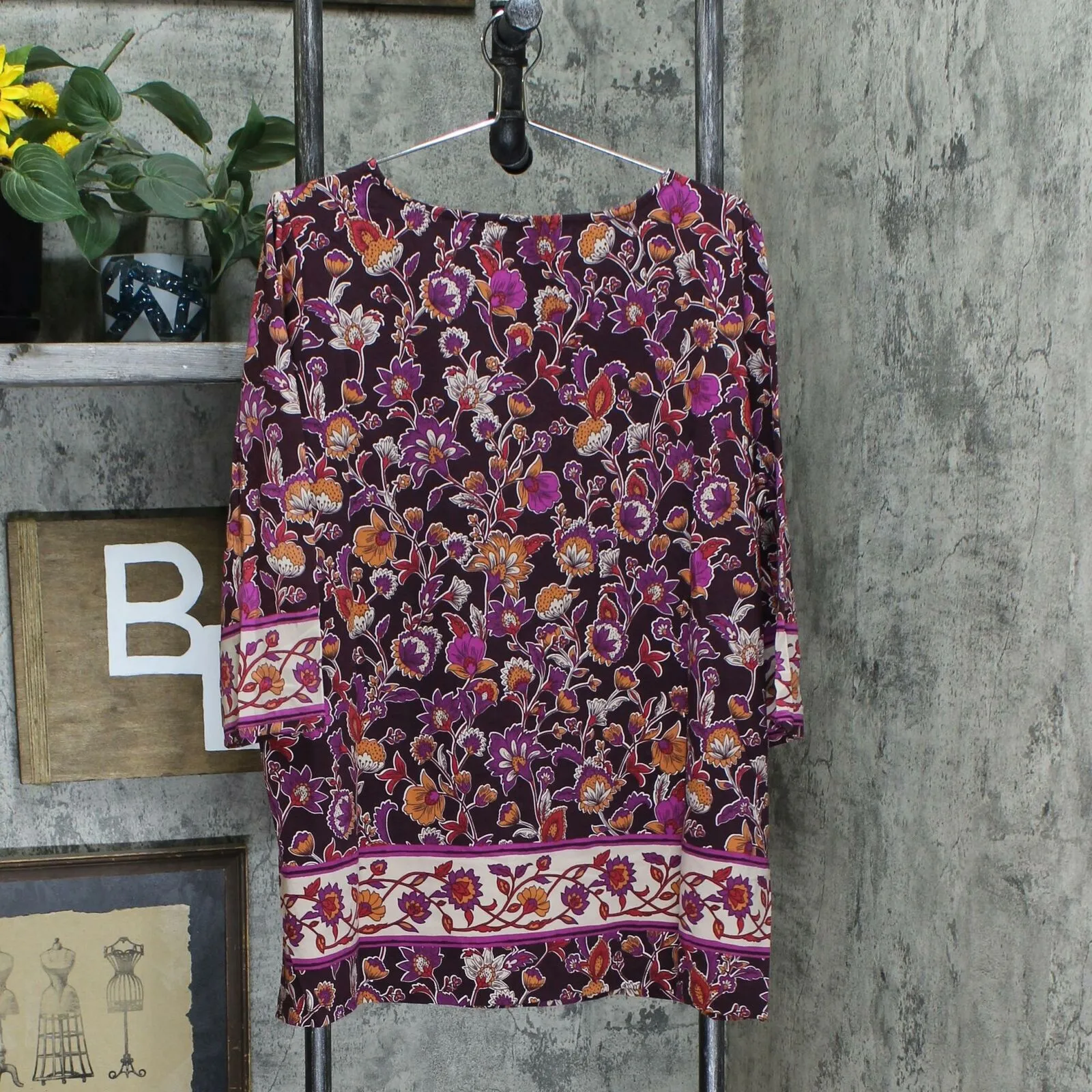 Susan Graver Plus Size Weekend Printed Cotton Modal Tunic Top