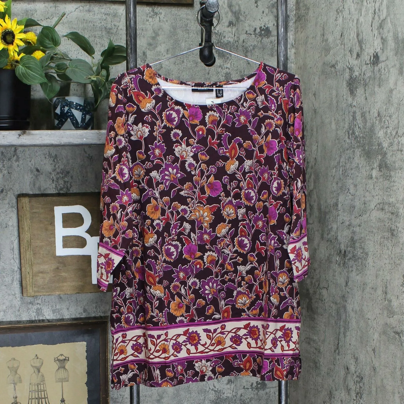 Susan Graver Plus Size Weekend Printed Cotton Modal Tunic Top