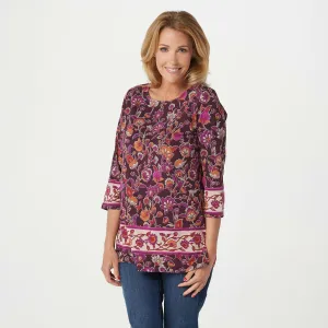 Susan Graver Plus Size Weekend Printed Cotton Modal Tunic Top