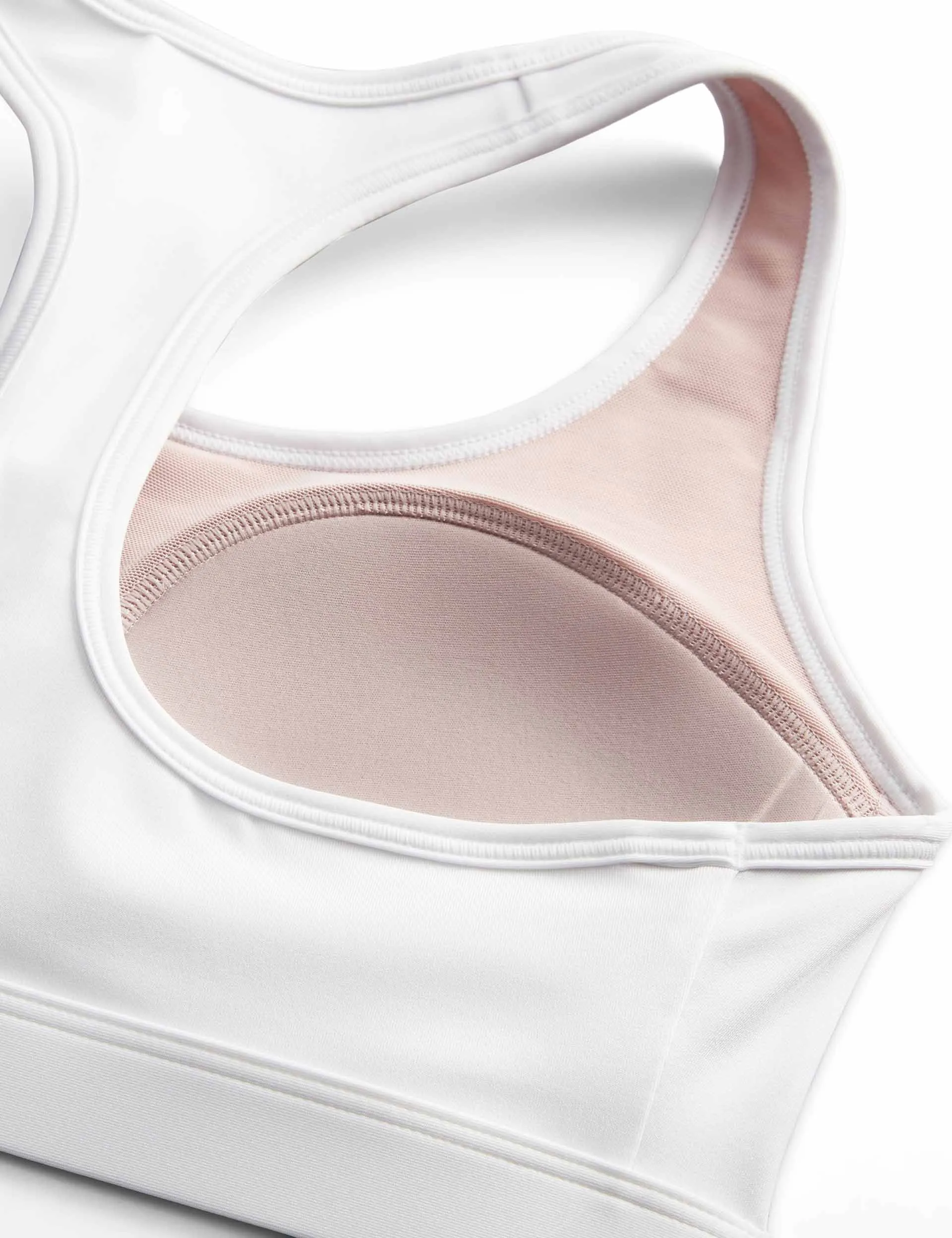 Swoosh Medium Support Bra - White/Stone Mauve/Black