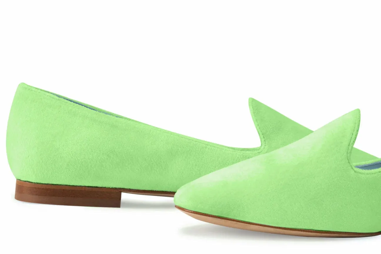 Tara Vegan Velvet Slipper Pumps | Green