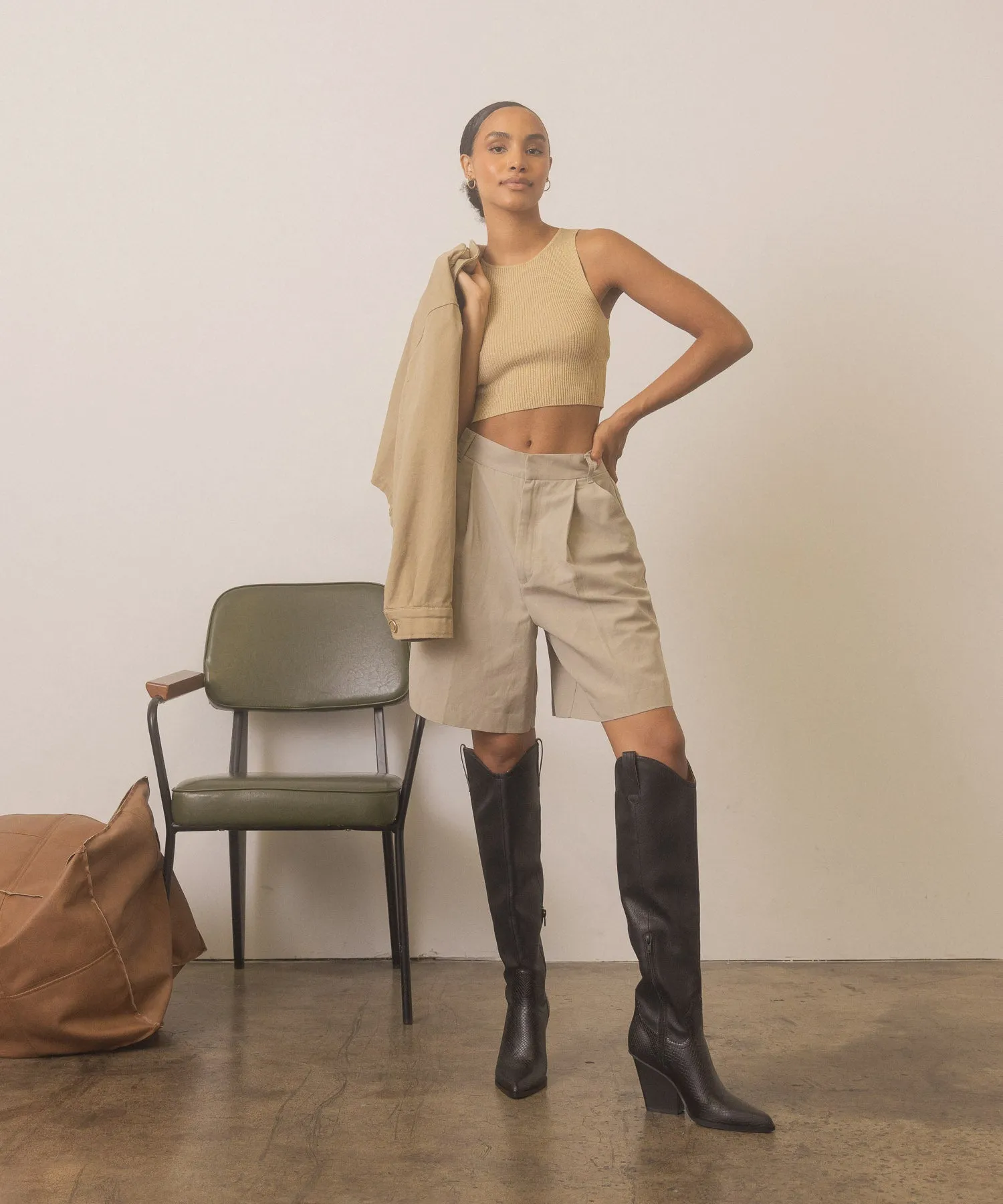 The Barcelona | Black Knee High Western Boot