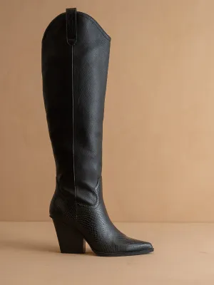 The Barcelona | Black Knee High Western Boot