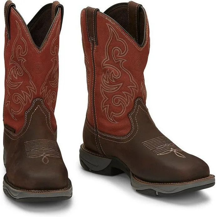 Tony Lama Men's Junction 11' Steel Toe WP Western Work Boot -Brown- RR3352
