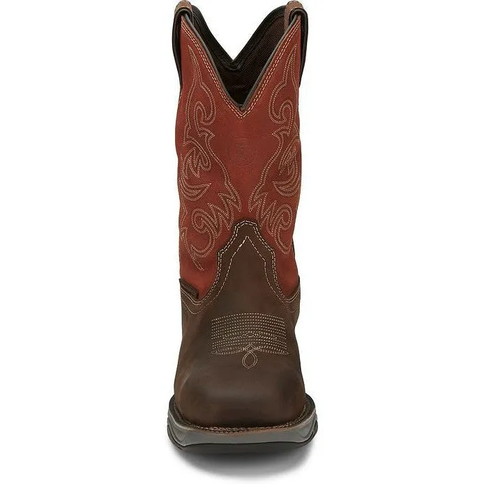 Tony Lama Men's Junction 11' Steel Toe WP Western Work Boot -Brown- RR3352